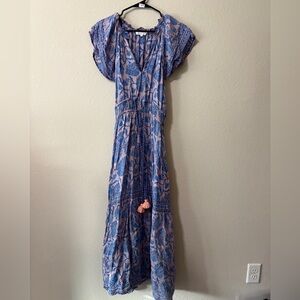 Omika Pia Maxi Dress Women's Size S Floral Flutter Sleeve Viscose Dress